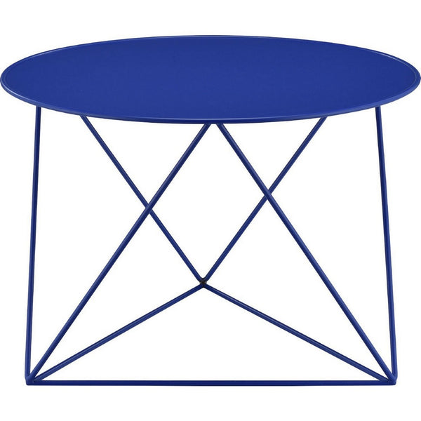Accent Table with Open Geometric Base and Round Top, Blue - BM250411