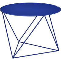 Accent Table with Open Geometric Base and Round Top, Blue - BM250411