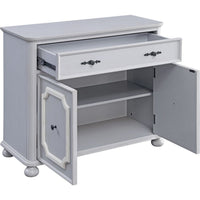 MDF Cabinet with Double Door Storage and Bun Feet, White - BM250415