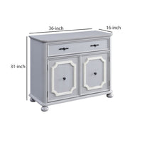 MDF Cabinet with Double Door Storage and Bun Feet, White - BM250415
