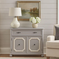 MDF Cabinet with Double Door Storage and Bun Feet, White - BM250415