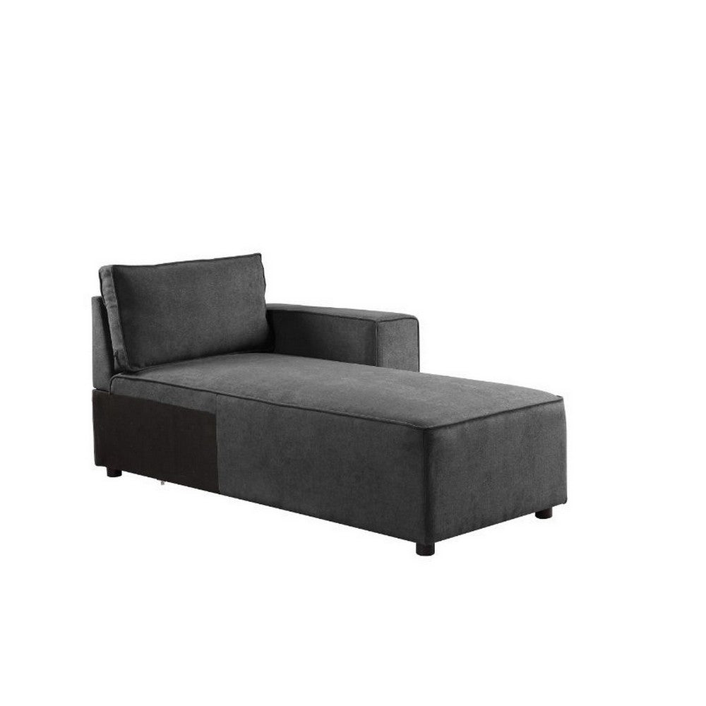 Modular Chaise with Piped Stitch and Loose Pillow Back, Gray - BM250592