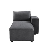 Modular Chaise with Piped Stitch and Loose Pillow Back, Gray - BM250592