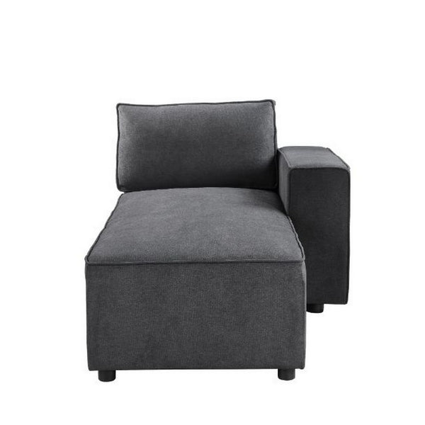 Modular Chaise with Piped Stitch and Loose Pillow Back, Gray - BM250592