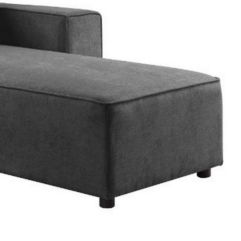 Modular Chaise with Piped Stitch and Loose Pillow Back, Gray - BM250592
