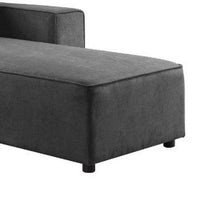 Modular Chaise with Piped Stitch and Loose Pillow Back, Gray - BM250592
