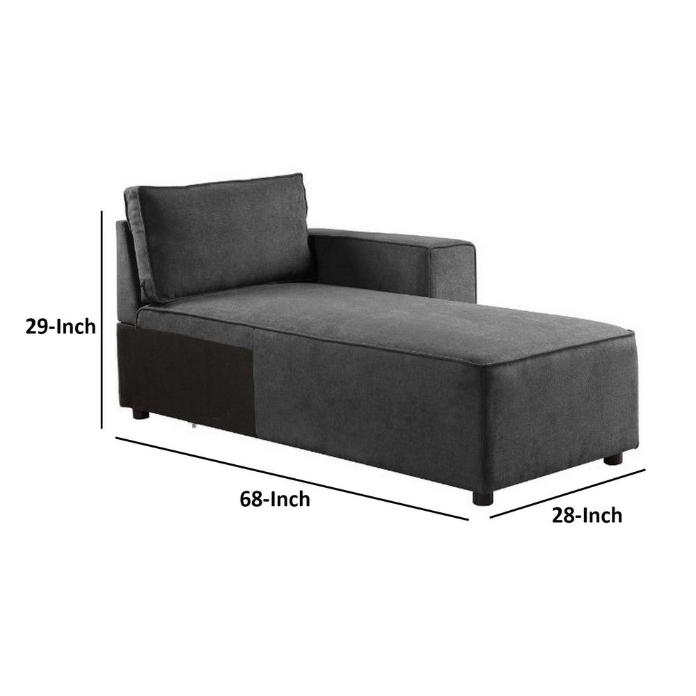 Modular Chaise with Piped Stitch and Loose Pillow Back, Gray - BM250592