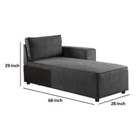 Modular Chaise with Piped Stitch and Loose Pillow Back, Gray - BM250592
