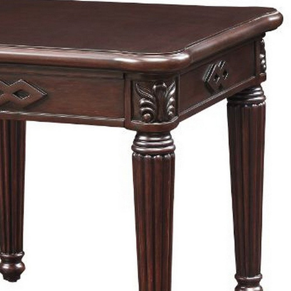 End Table with Traditional Style and Turned Legs, Espresso Brown - BM250596