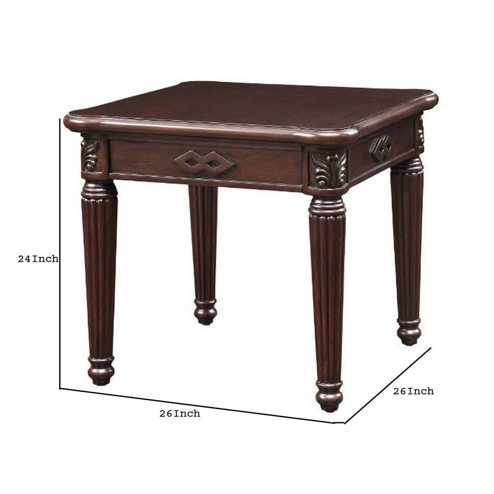 End Table with Traditional Style and Turned Legs, Espresso Brown - BM250596