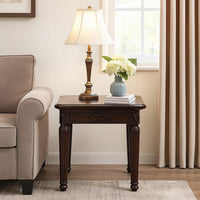 End Table with Traditional Style and Turned Legs, Espresso Brown - BM250596