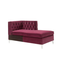 Chaise with Velvet Upholstery and Metal Legs, Red - BM250600