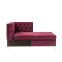 Chaise with Velvet Upholstery and Metal Legs, Red - BM250600