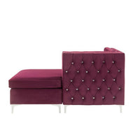 Chaise with Velvet Upholstery and Metal Legs, Red - BM250600