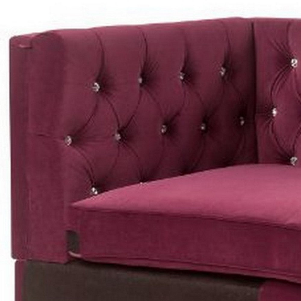 Chaise with Velvet Upholstery and Metal Legs, Red - BM250600