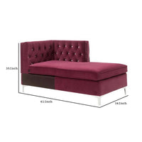 Chaise with Velvet Upholstery and Metal Legs, Red - BM250600