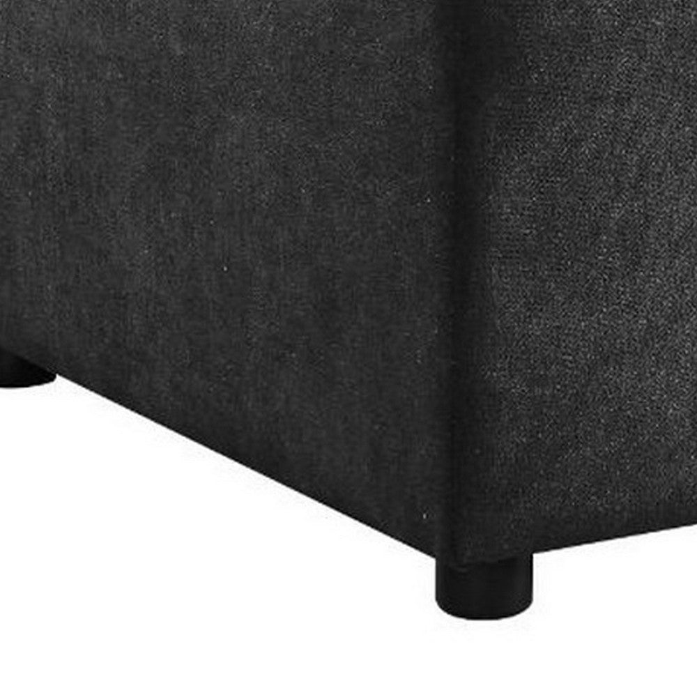 Ottoman with Piped Stitching and Plastic Feet, Gray - BM250606