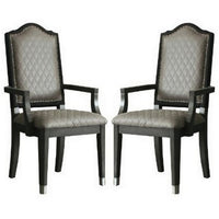 Arm Chair with Fabric Seat and Arched Top, Set of 2, Beige - BM250608
