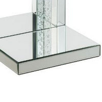 Mirrored Accent Table with C Shape and Faux Crystals, Silver - BM250644