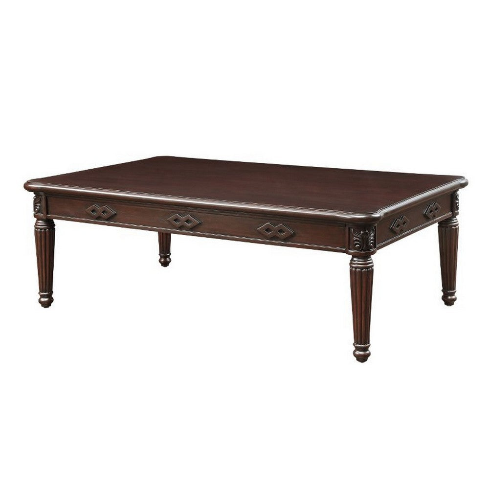 Coffee Table with Traditional Style and Turned Legs, Espresso Brown - BM250646
