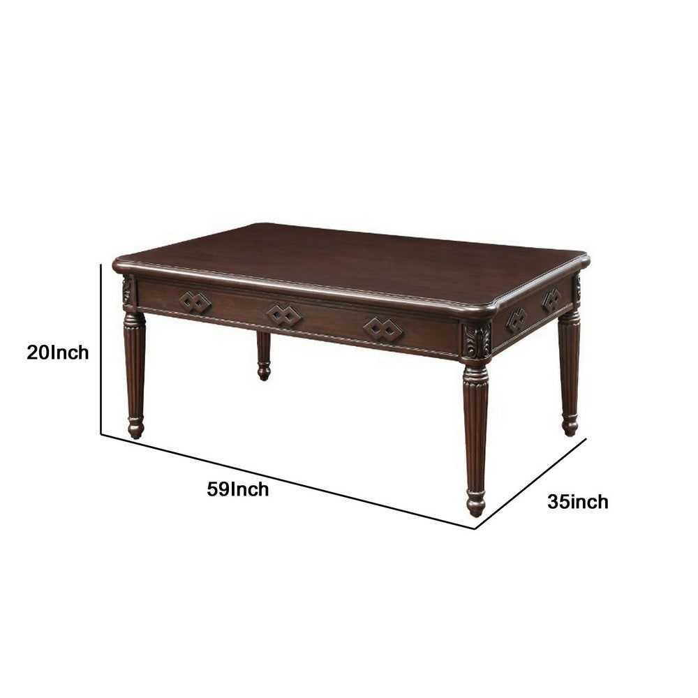 Coffee Table with Traditional Style and Turned Legs, Espresso Brown - BM250646
