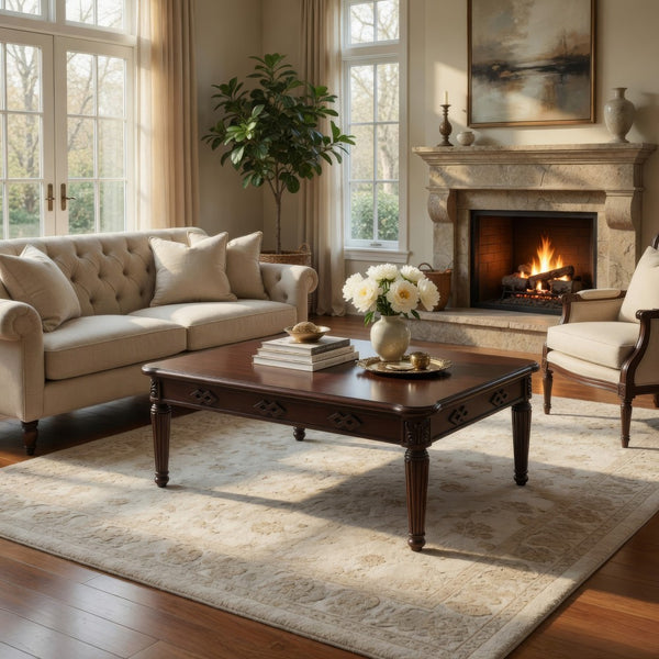 Coffee Table with Traditional Style and Turned Legs, Espresso Brown - BM250646