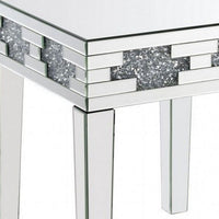 End Table with Mirror Panel Framing and Faux Diamonds, Silver - BM250673