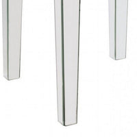 End Table with Mirror Panel Framing and Faux Diamonds, Silver - BM250673