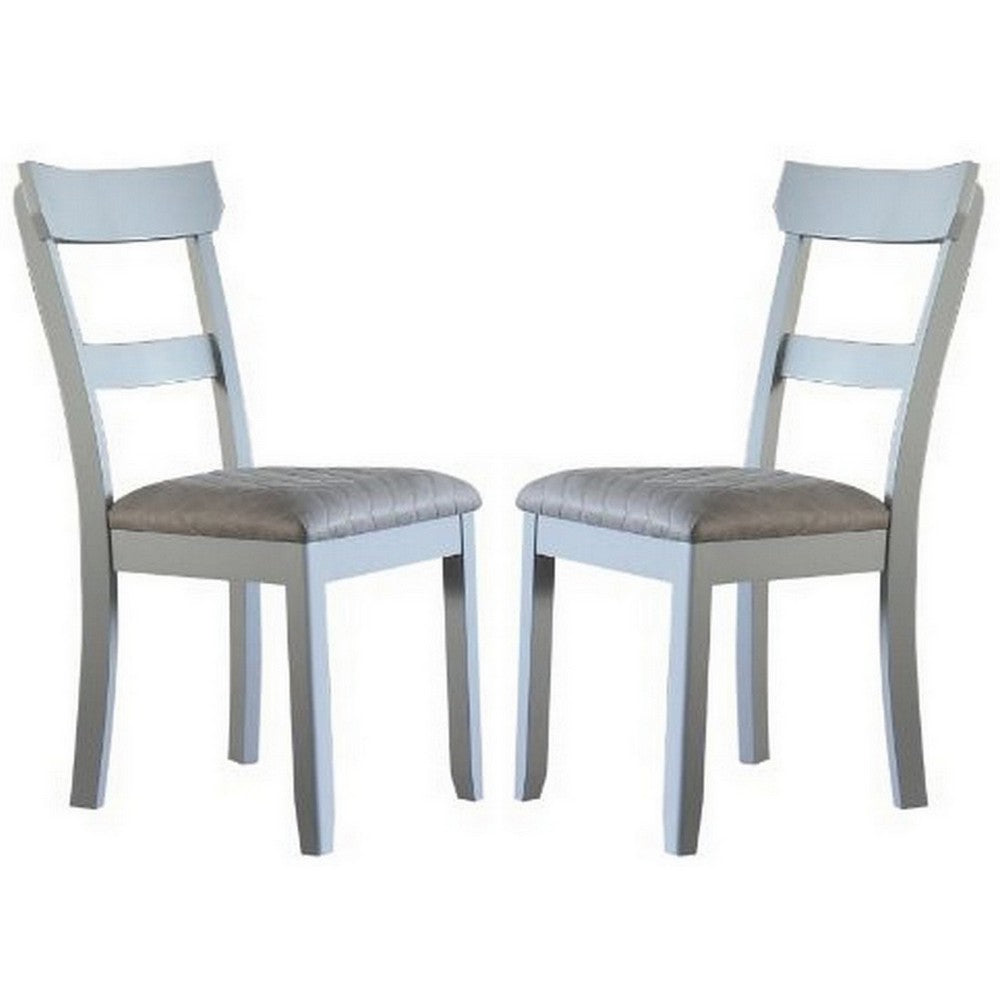 Side Chair with Fabric Seat and Open Back, Set of 2, Beige - BM250684