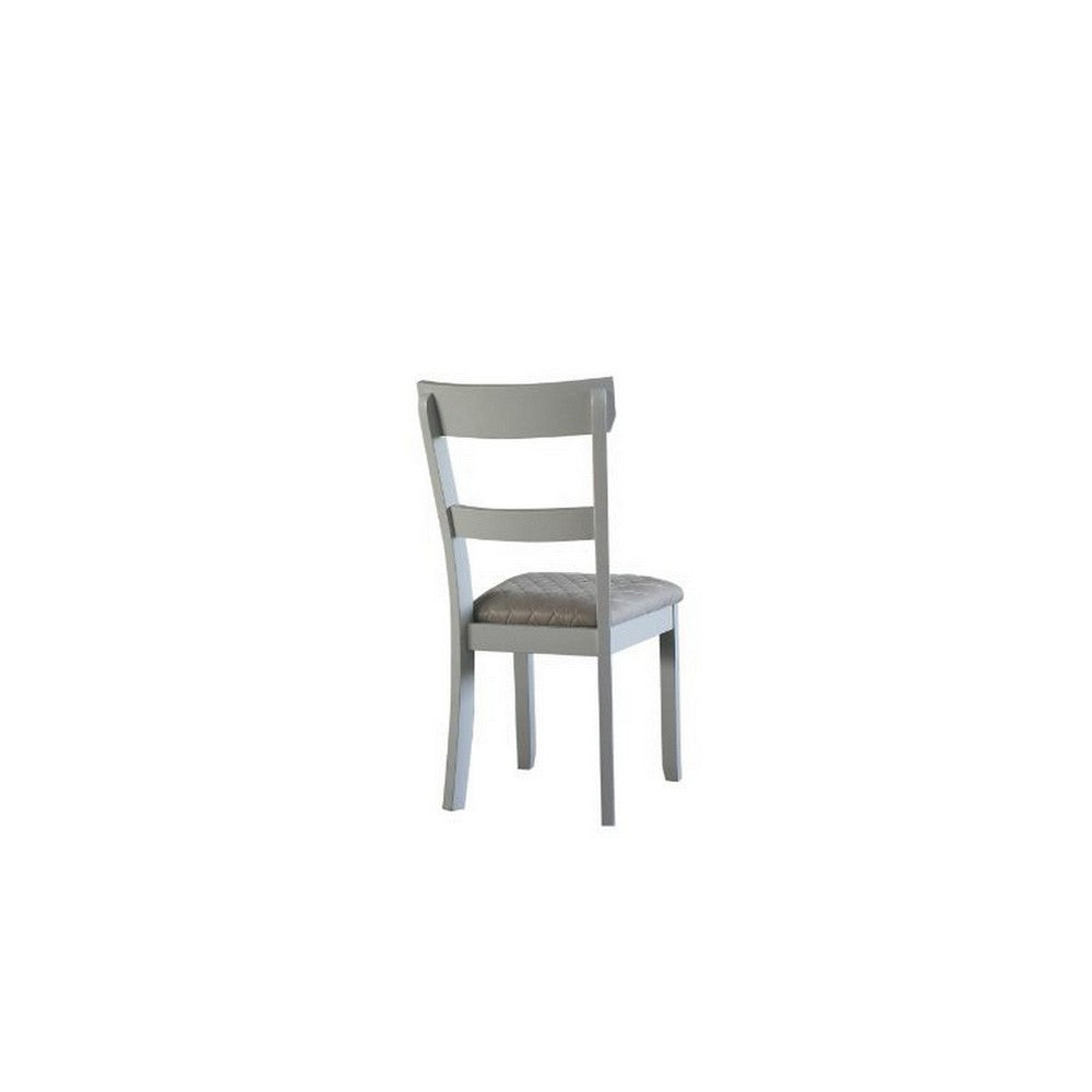 Side Chair with Fabric Seat and Open Back, Set of 2, Beige - BM250684