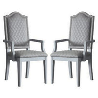 Arm Chair with Padded Seat and Arched Top, Set of 2, Beige - BM250685