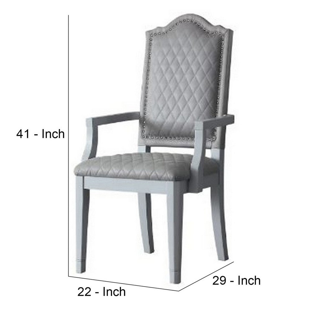 Arm Chair with Padded Seat and Arched Top, Set of 2, Beige - BM250685