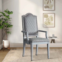 Arm Chair with Padded Seat and Arched Top, Set of 2, Beige - BM250685