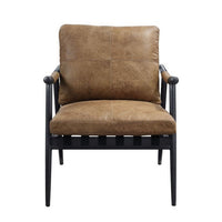 Accent Chair with Leatherette Seat and Tubular Frame, Brown - BM250687