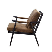 Accent Chair with Leatherette Seat and Tubular Frame, Brown - BM250687