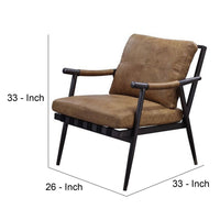 Accent Chair with Leatherette Seat and Tubular Frame, Brown - BM250687