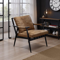 Accent Chair with Leatherette Seat and Tubular Frame, Brown - BM250687