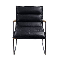 Accent Chair with Leatherette Seat and Metal Frame, Black - BM250695