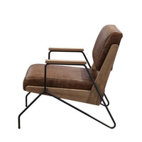 Accent Chair with Leatherette Seat and Channel Stitch, Brown - BM250697
