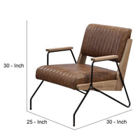 Accent Chair with Leatherette Seat and Channel Stitch, Brown - BM250697