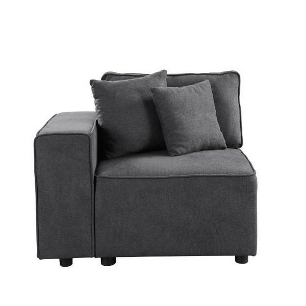 Modular Left Facing Chair with Loose Back Pillow, Gray - BM250701