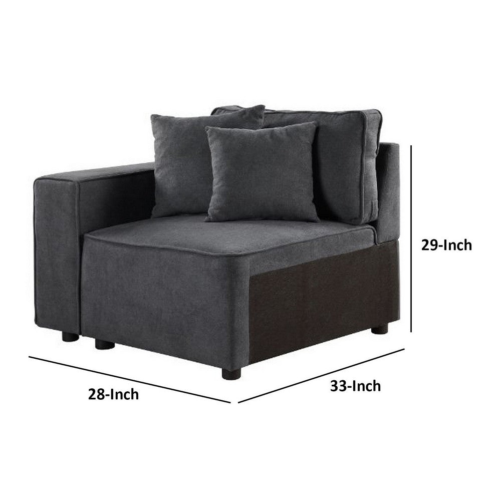 Modular Left Facing Chair with Loose Back Pillow, Gray - BM250701