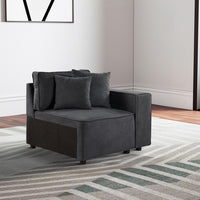 Modular Left Facing Chair with Loose Back Pillow, Gray - BM250701