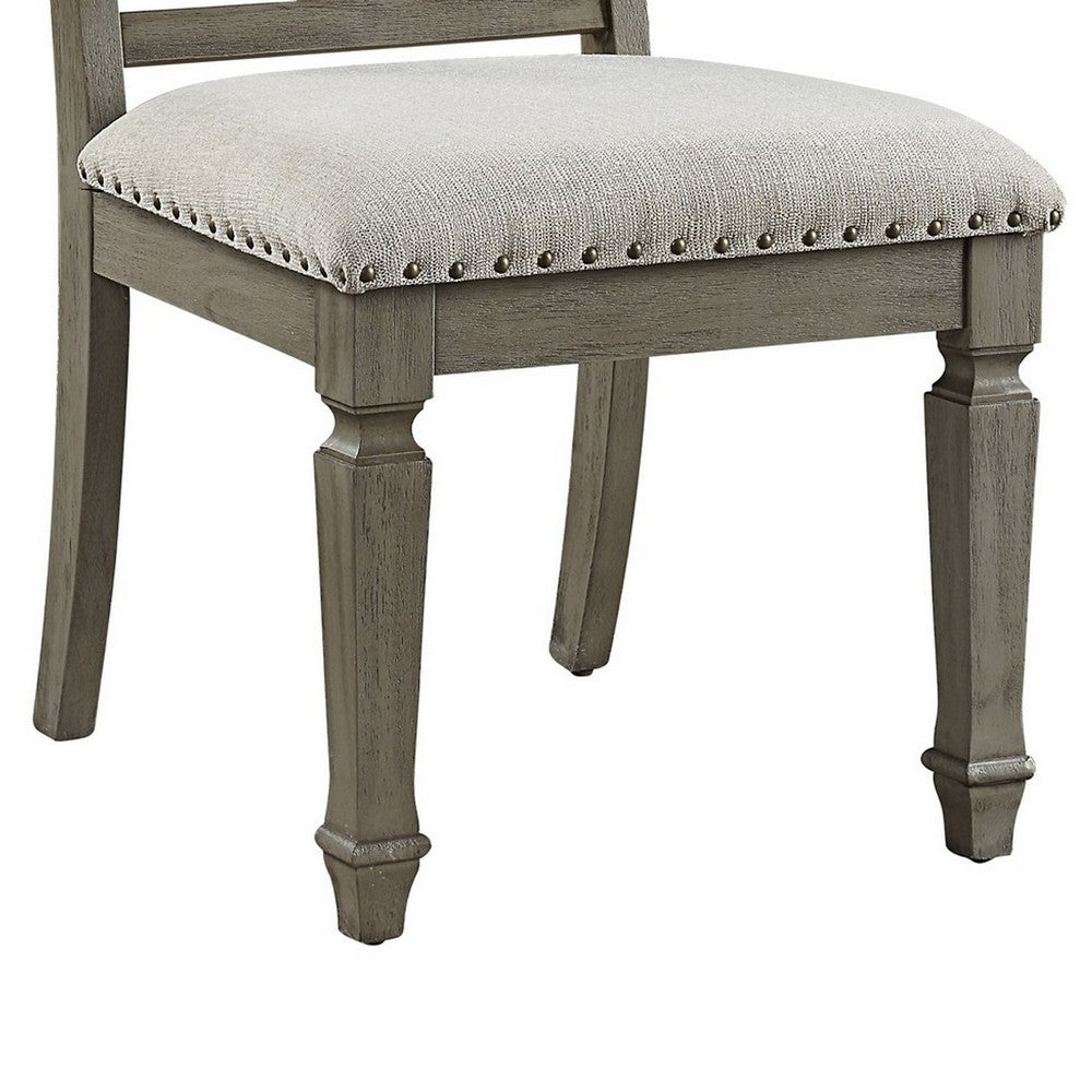 Side Chair with Fabric Seat and Fiddle Back, Set of 2, Brown - BM250705