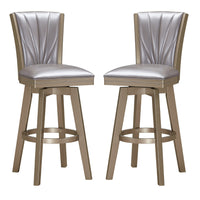 Barstool with Swivel Seat and Stitched Backrest, Set of 2, Pearl Gray - BM250963