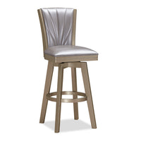 Barstool with Swivel Seat and Stitched Backrest, Set of 2, Pearl Gray - BM250963