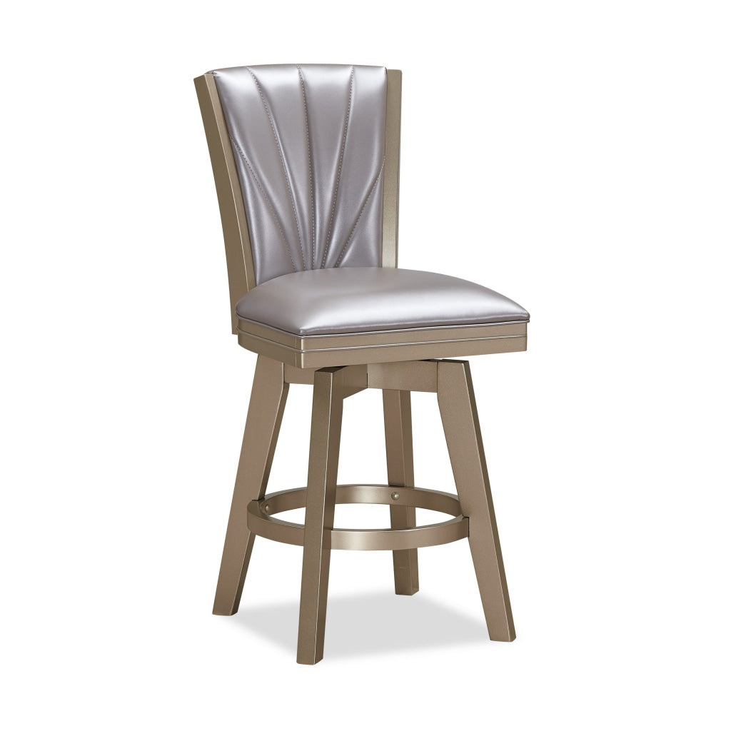 Counter Height Stool, Padded Stitched Back, Set of 2, Pearl Gray - BM250964