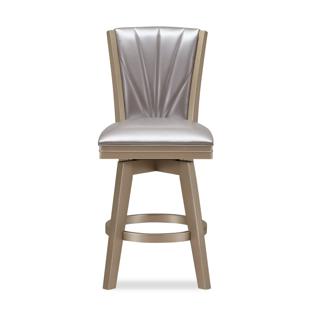 Counter Height Stool, Padded Stitched Back, Set of 2, Pearl Gray - BM250964