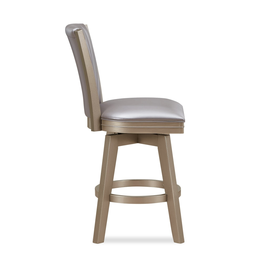 Counter Height Stool, Padded Stitched Back, Set of 2, Pearl Gray - BM250964