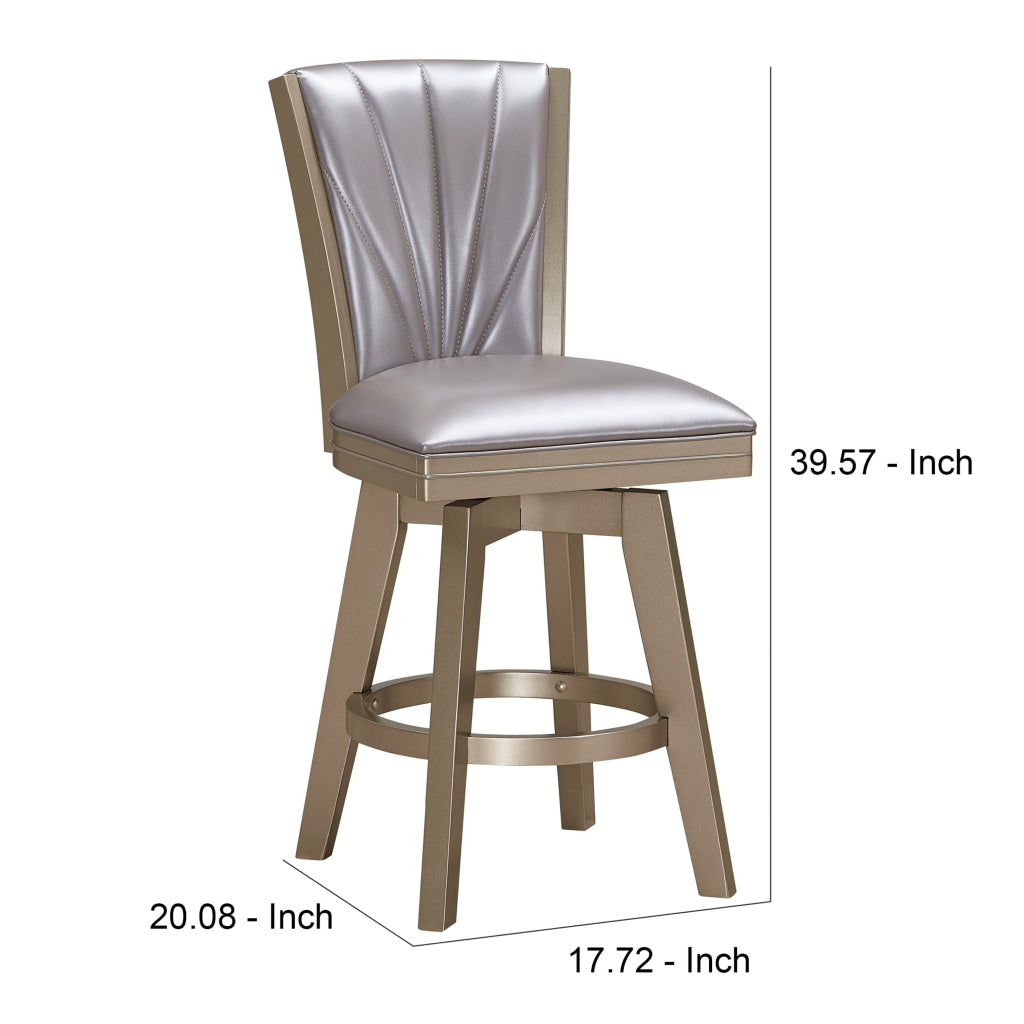 Counter Height Stool, Padded Stitched Back, Set of 2, Pearl Gray - BM250964